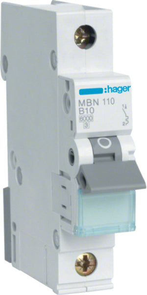 Hager installatieautomaat 1-polig 10a - mbn110 - type b