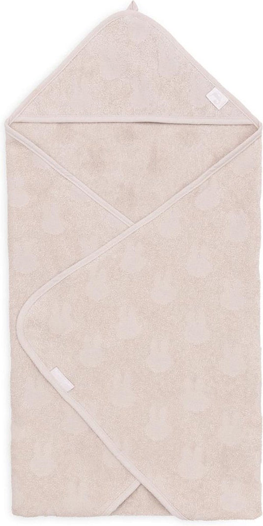 Jollein x nijntje - badcape badstof 75x75cm - baby handdoek met badcape, omslagdoek, badponcho miffy jacquard - nougat