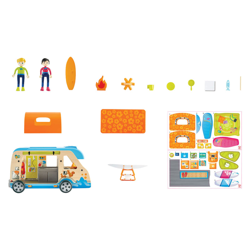 Load image into Gallery viewer, Hape Houten Avonturenbus Poppenhuis
