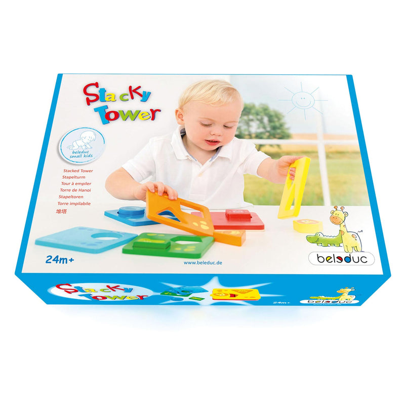 Load image into Gallery viewer, Beleduc houten stapeltoren met vormen
