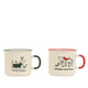 Decoris kerst mok tekkel porselein 260ml 11.3x8.9x 8cm 2 assorti