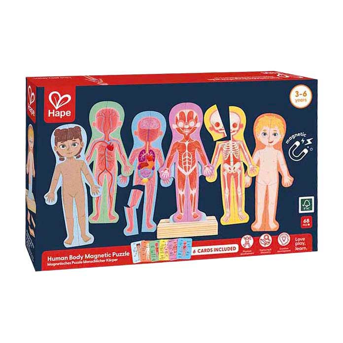 Laden Sie das Bild in Galerie -Viewer, Hape menselijk lichaam magnetische puzzel - 63dlg.
