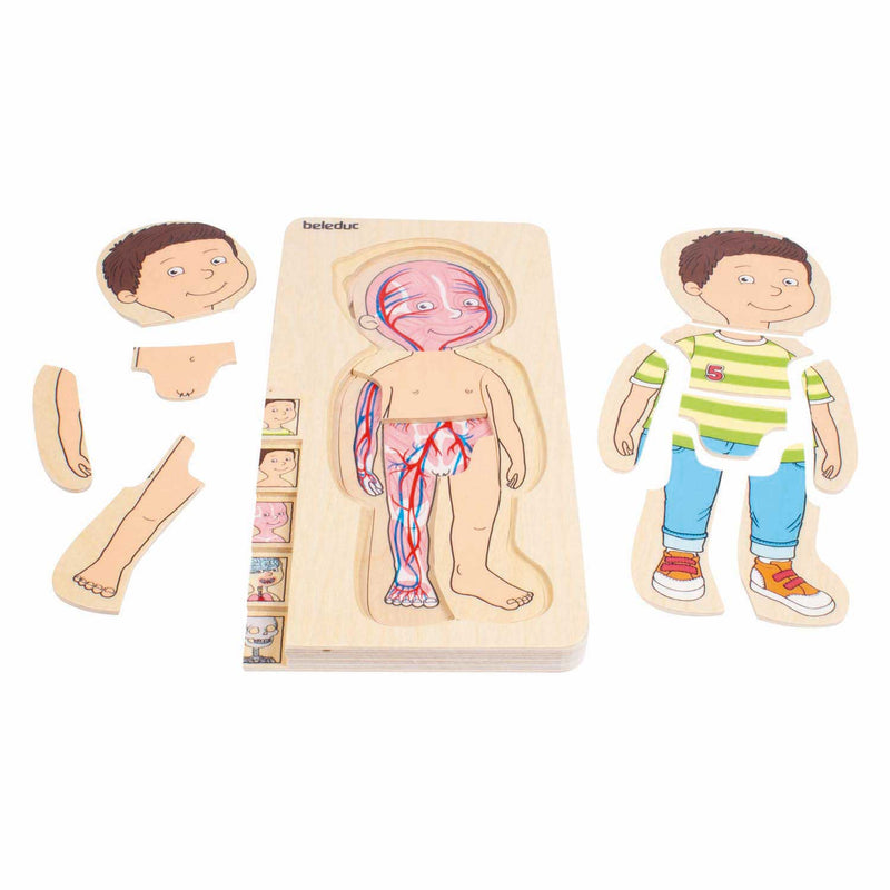 Load image into Gallery viewer, Beleduc houten lagenpuzzel jongen - 5 lagen
