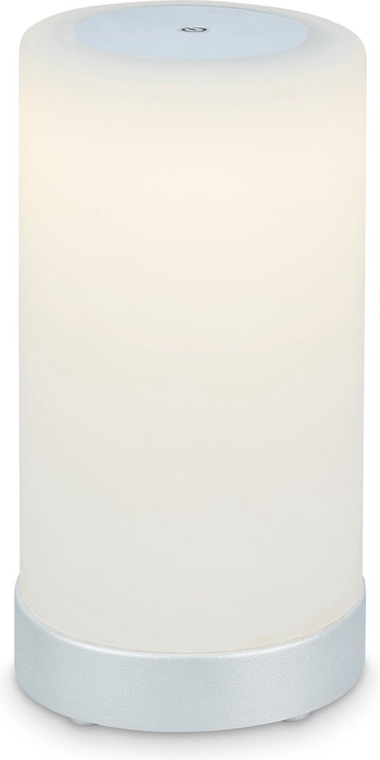 Briloner - lama - led tafellamp batterij - dimbaar - led tafellamp glas - snoerloos - aanraakfunctie - 3.300k - warm wit - chroom mat wit - 245x125 mm (hxd)