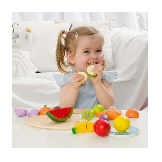 Classic World World Houten Snijfruit met Snijplank, 17dlg.