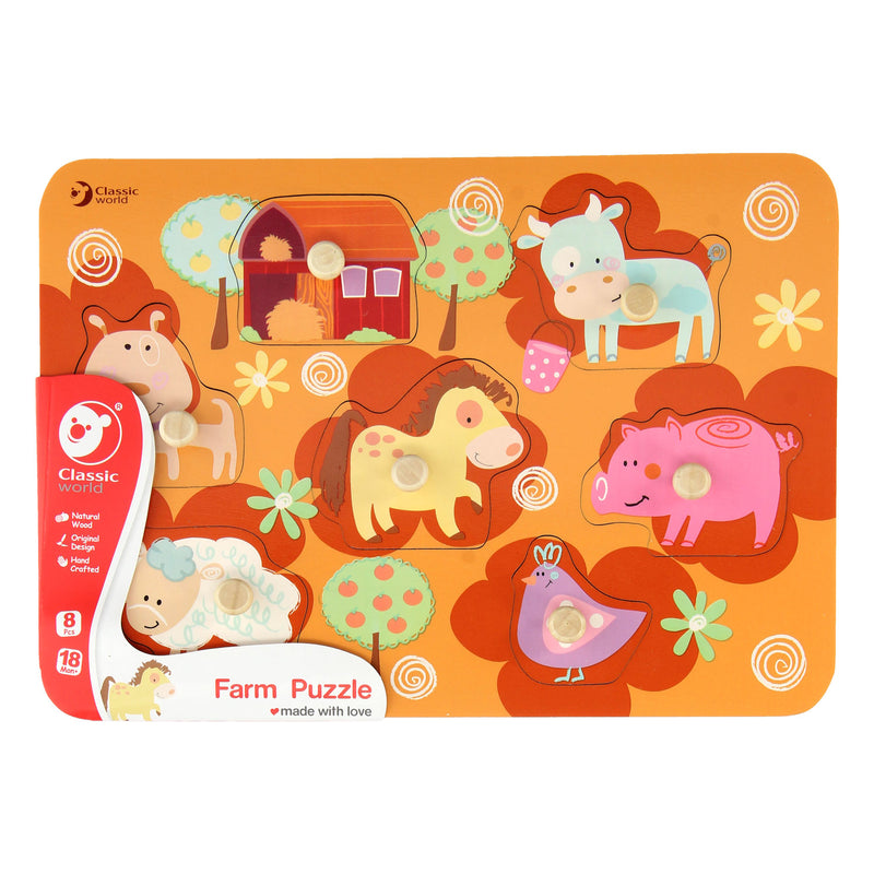 Load image into Gallery viewer, Classic world houten noppenpuzzel boerderij
