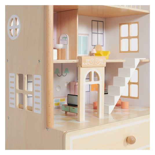 Classic world happy villa houten poppenhuis, 28dlg.