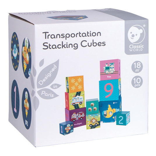 Classic world stapelblokken transport. 10dlg.