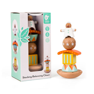 Classic world houten stapel en balansspel clown, 6dlg.