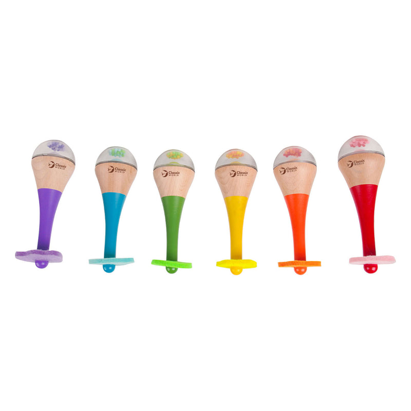 Load image into Gallery viewer, Classic world houten regenboog maracas
