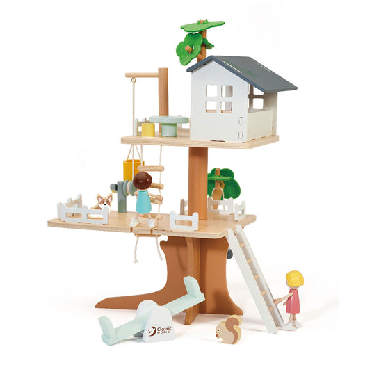 Classic world houten poppenhuis boomhut, 31dlg.