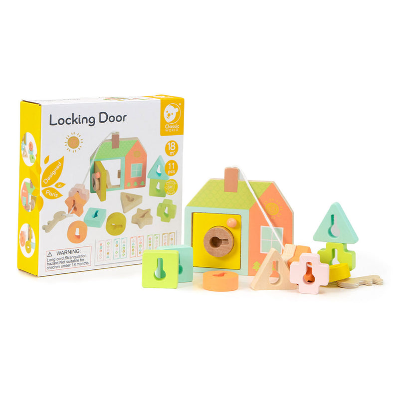 Load image into Gallery viewer, Classic world houten slot openen vormenspel, 11dlg.
