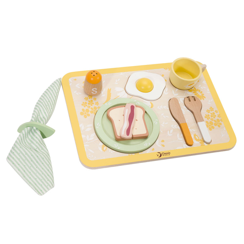 Load image into Gallery viewer, Classic world houten vintage ontbijtset met dienblad, 13dlg.
