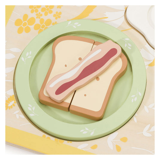 Classic world houten vintage ontbijtset met dienblad, 13dlg.