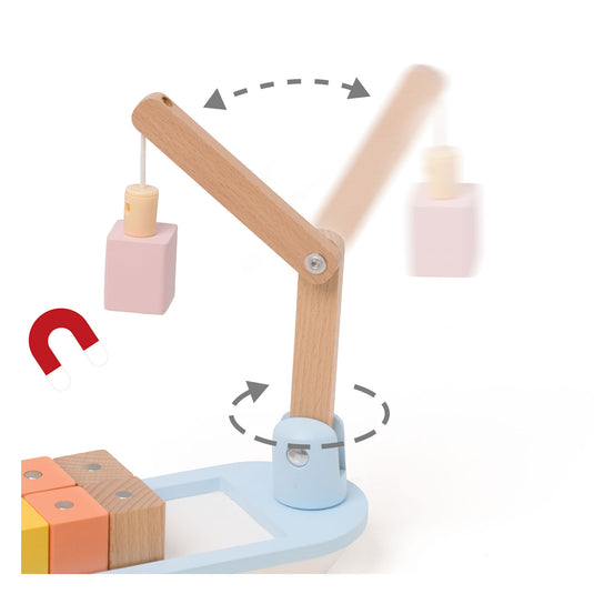 Classic World World Houten Blokkenboot met Kraan, 13dlg.