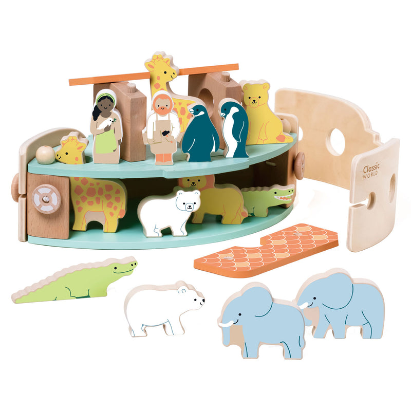 ギャラリービューアに画像をロードする, Classic world houten noah's ark boot bouwset met dieren, 16dlg.
