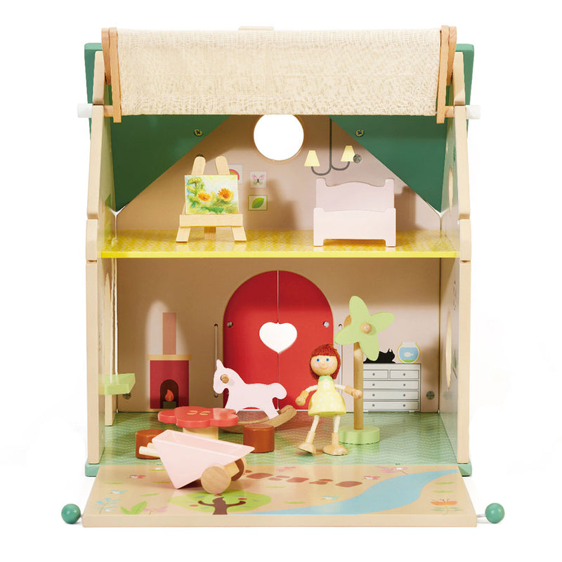 Afbeelding laden in galerijviewer, Classic world houten poppenhuisje met tuintje, 10dlg.
