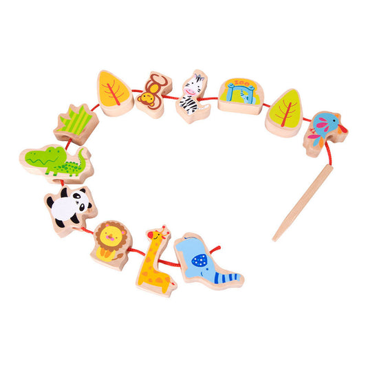 Classic world houten rijgkralen dierentuin, 13dlg.