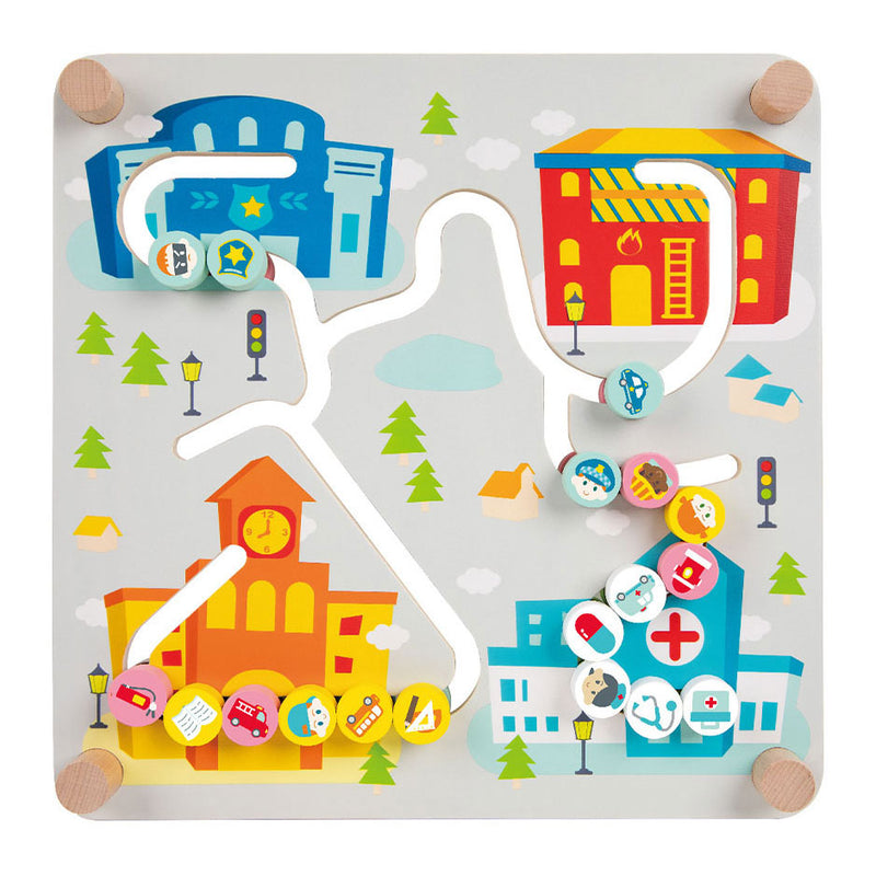 Load image into Gallery viewer, Classic world houten bord sorteerspel 2in1 stad en afval scheiden
