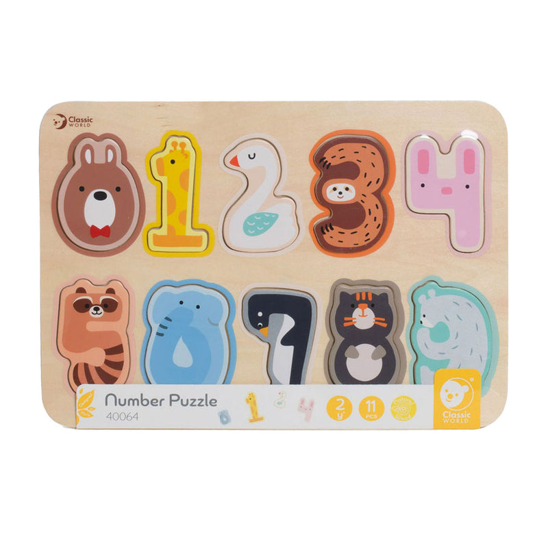 Load image into Gallery viewer, Classic world houten cijfer puzzel, 10st.
