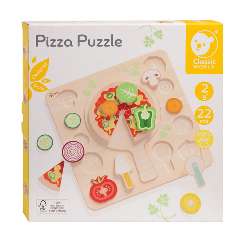 Afbeelding laden in galerijviewer, Classic world houten speelgoed vormenpuzzel pizza 22 stuks educatief.
