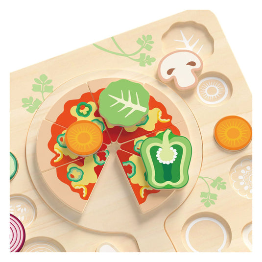 Classic world houten speelgoed vormenpuzzel pizza 22 stuks educatief.
