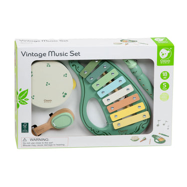 Classic world houten muziekinstrumenten set vintage 5-delig speelgoed.