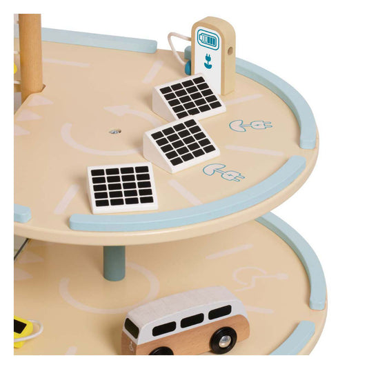 Lobbes speelgoed bv classic world houten duurzame garage met accessoires, 19dlg.