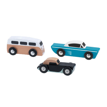 Classic world houten tour auto's set, 3st.