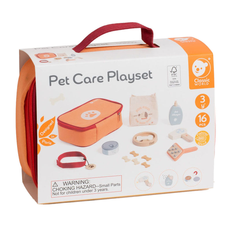 Afbeelding laden in galerijviewer, Classic world houten dieren verzorgen speelset - rollenspel speelgoed tas 16dlg.
