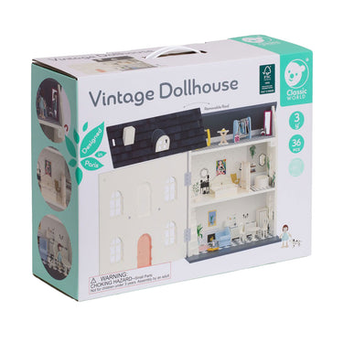 Classic world houten vintage poppenhuis, 36dlg.