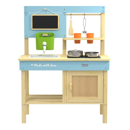Classic world houten buiten speelkeuken met accesoires, 7dlg.