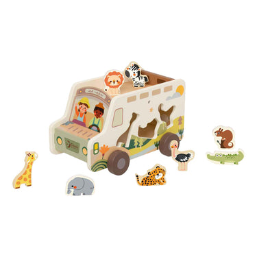 Classic world houten avonturen safari auto vormenstoof, 9dlg.