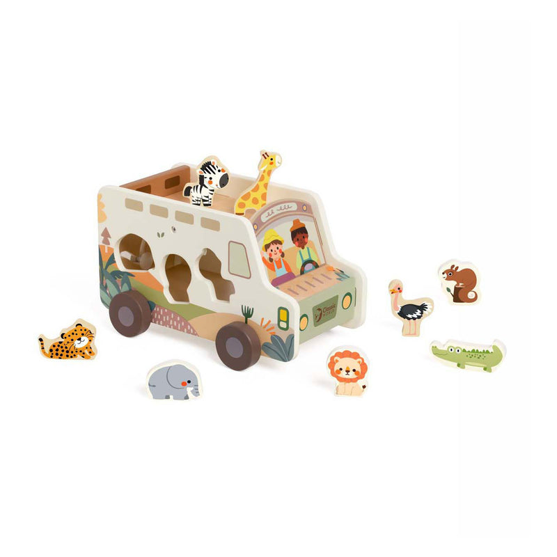 Load image into Gallery viewer, Classic world houten avonturen safari auto vormenstoof, 9dlg.
