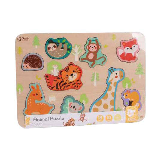 Afbeelding laden in galerijviewer, Classic world houten dierenpuzzel educatief speelgoed 10 stukjes.
