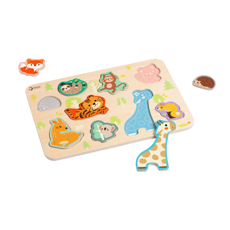 Load image into Gallery viewer, Classic world houten inlegpuzzel dieren puzzel, 10st.
