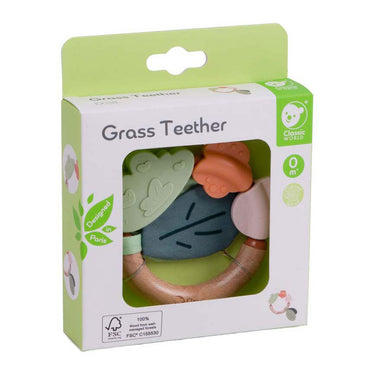 Classic world houten bijtring gras baby speelgoed siliconen.