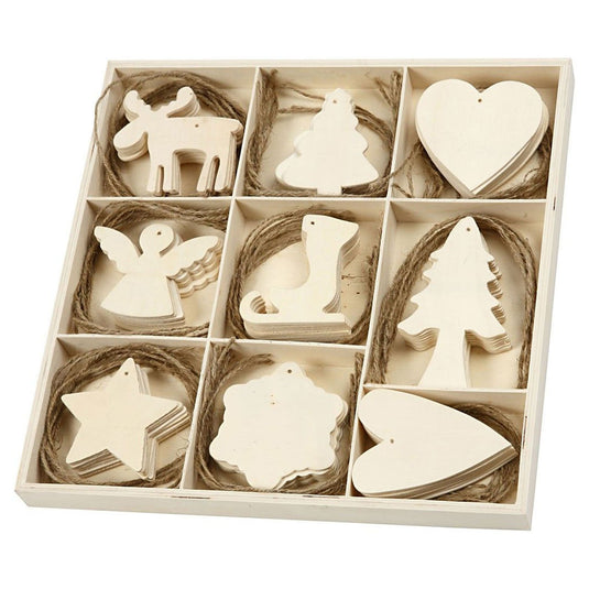 Creativ company versier je houten kerst hangers, 72st.