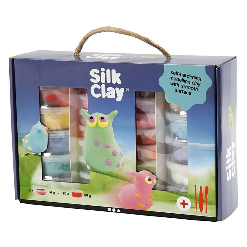 ギャラリービューアに画像をロードする, Silk clay set met gereedschap - 28 kleipotjes
