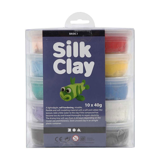 Silk clay - basiskleuren, 10x40gr.