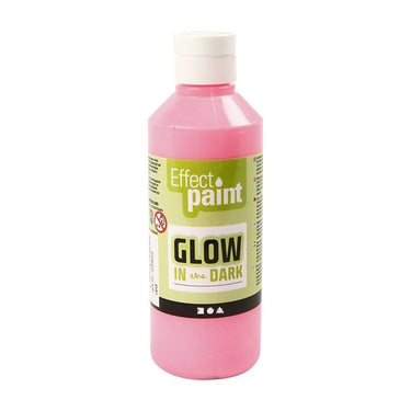 Creativ company glow in the dark verf - lichtrood, 250ml