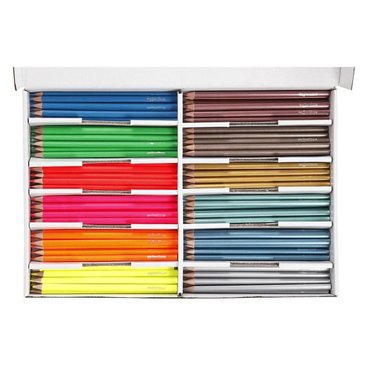 Creativ company driehoekige kleurpotloden - metallic en neon, 144st.