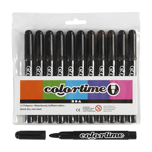 Colortime zwarte jumbo stiften, 12st.