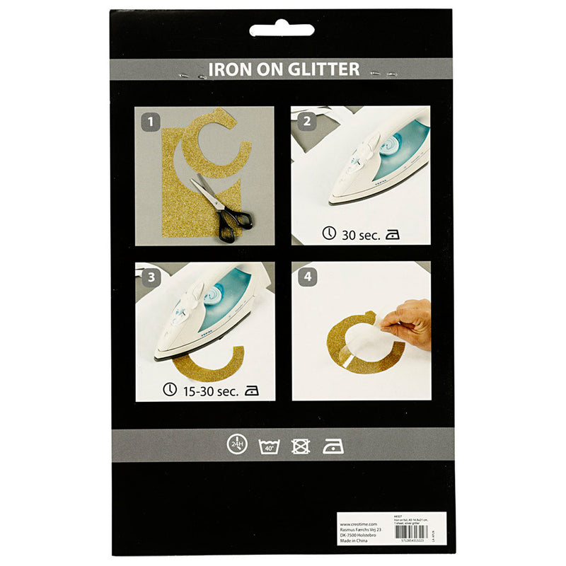 Load image into Gallery viewer, Creativ company opstrijkfolie glitter zilver, a5
