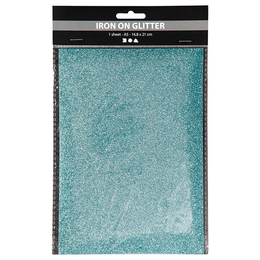Creativ company opstrijkfolie glitter lichtblauw, a5