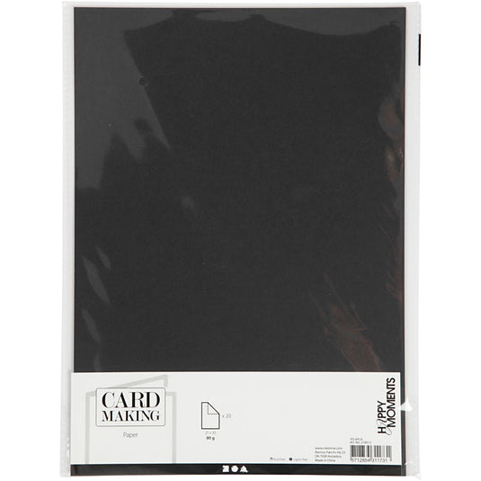 Creativ company papier, a4, vel 210x297 mm, 80 gr, zwart, 20 stuk 1 doos