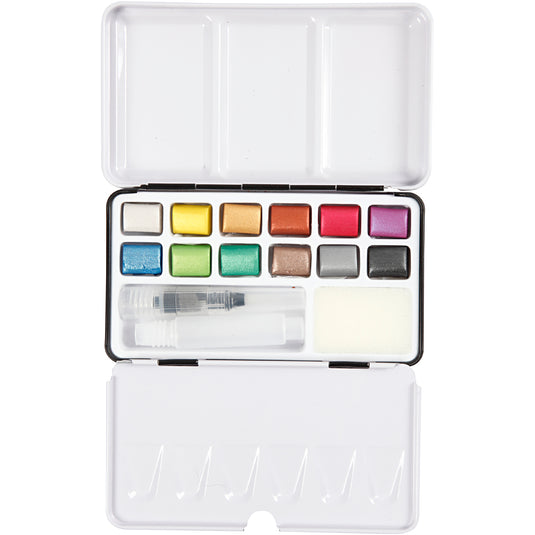 Pigment art set of 12 metallic watercolor paints