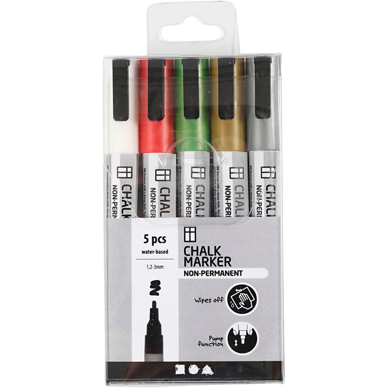 Load image into Gallery viewer, Creativ company krijt markers metallic kleuren, 5st.

