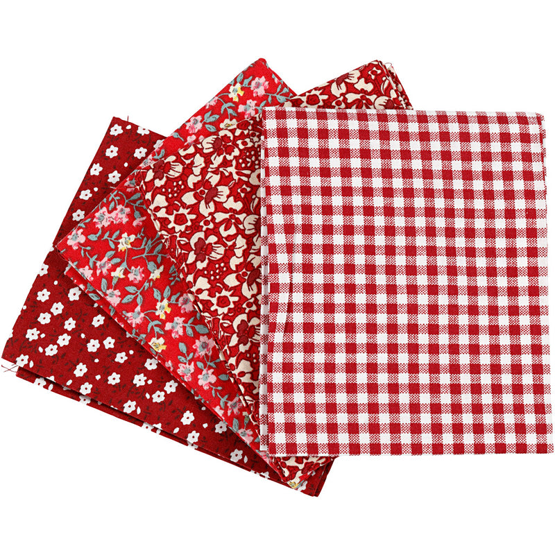Load image into Gallery viewer, Creativ company patchwork stof rood 45x55cm, 4st.
