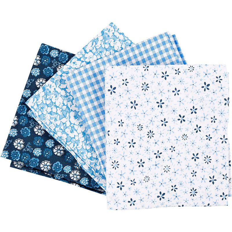 Afbeelding laden in galerijviewer, Creativ company patchwork stof blauw 45x55cm, 4st.
